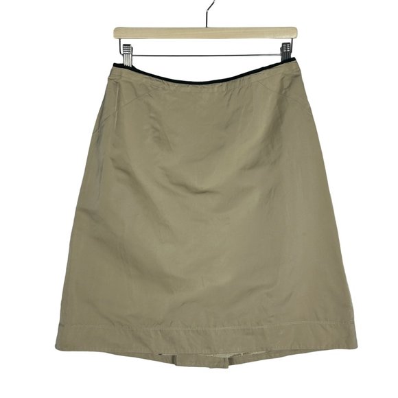 Lida Baday Skirt Womens 10 Tan Silk‎ Blend Pleated Lined Back Slit Officecore - Picture 1 of 15
